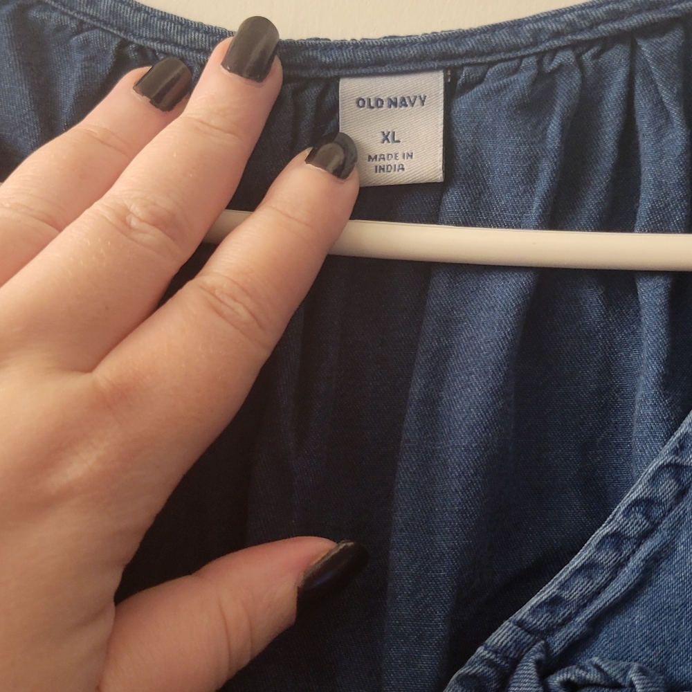 Old Navy Navy Blue Ruffle Sleeve Blouse - Picture 3 of 4